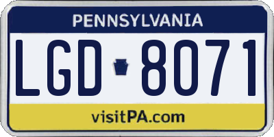 PA license plate LGD8071