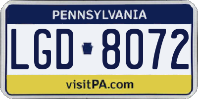 PA license plate LGD8072