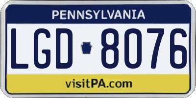 PA license plate LGD8076