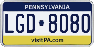 PA license plate LGD8080