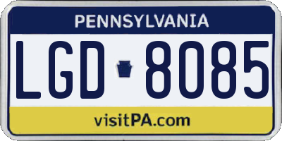 PA license plate LGD8085