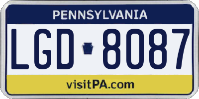 PA license plate LGD8087
