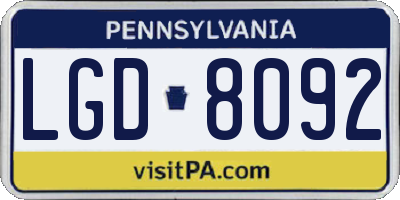 PA license plate LGD8092