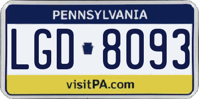 PA license plate LGD8093
