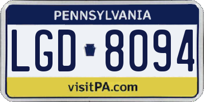 PA license plate LGD8094