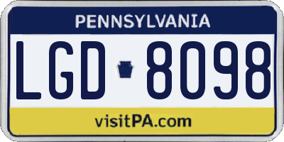 PA license plate LGD8098