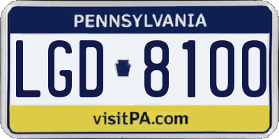 PA license plate LGD8100