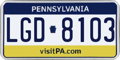 PA license plate LGD8103