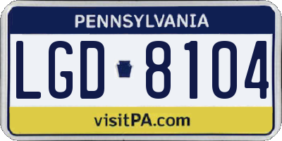 PA license plate LGD8104