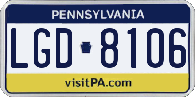 PA license plate LGD8106