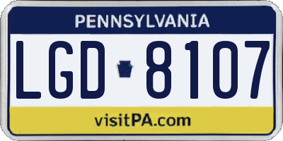 PA license plate LGD8107