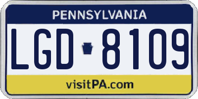 PA license plate LGD8109