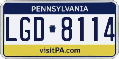 PA license plate LGD8114