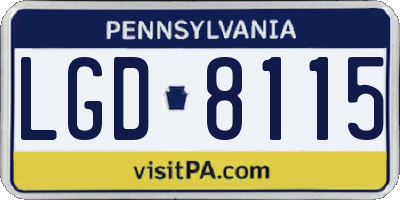 PA license plate LGD8115