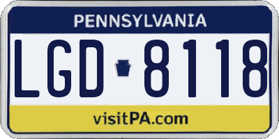 PA license plate LGD8118