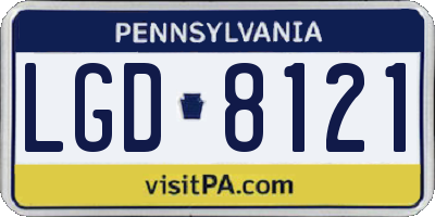 PA license plate LGD8121