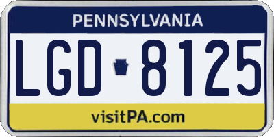 PA license plate LGD8125