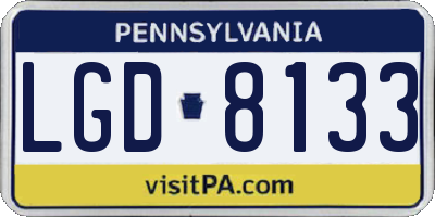 PA license plate LGD8133