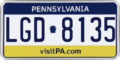 PA license plate LGD8135