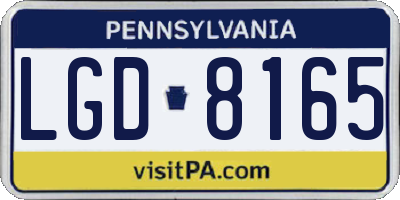 PA license plate LGD8165