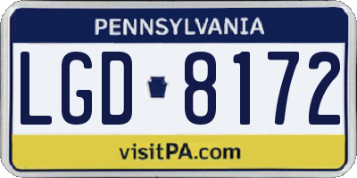PA license plate LGD8172