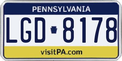 PA license plate LGD8178