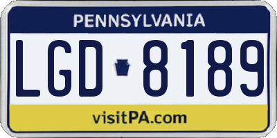 PA license plate LGD8189
