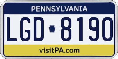 PA license plate LGD8190
