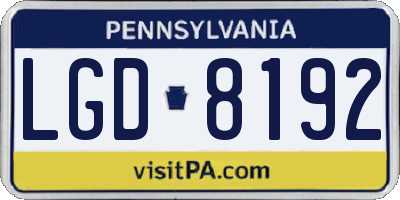 PA license plate LGD8192