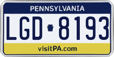 PA license plate LGD8193