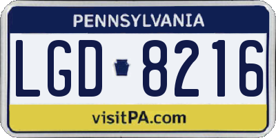 PA license plate LGD8216