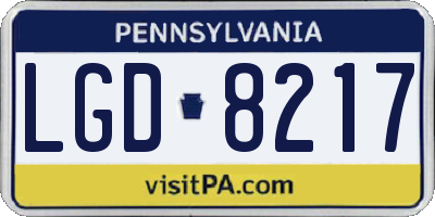 PA license plate LGD8217
