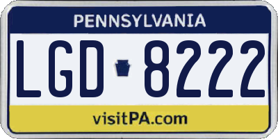 PA license plate LGD8222