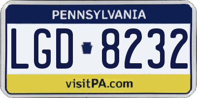 PA license plate LGD8232
