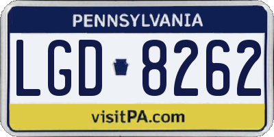 PA license plate LGD8262