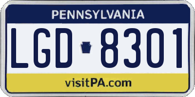 PA license plate LGD8301