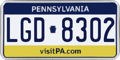 PA license plate LGD8302