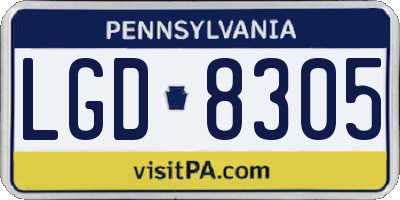 PA license plate LGD8305