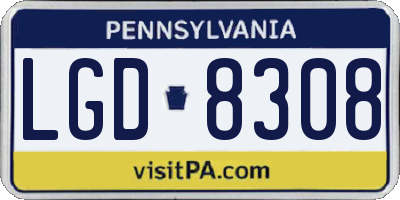 PA license plate LGD8308
