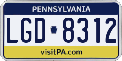 PA license plate LGD8312