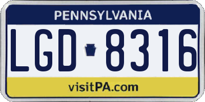 PA license plate LGD8316