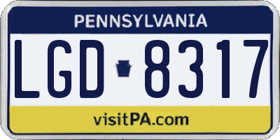PA license plate LGD8317