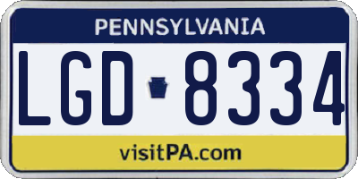 PA license plate LGD8334