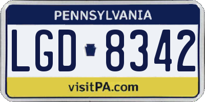 PA license plate LGD8342