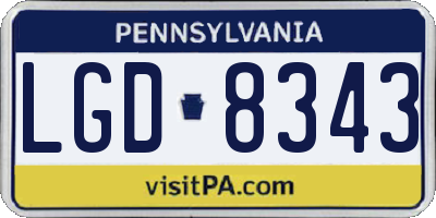 PA license plate LGD8343