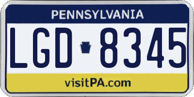 PA license plate LGD8345
