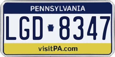 PA license plate LGD8347