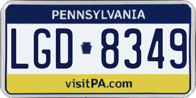 PA license plate LGD8349