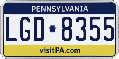 PA license plate LGD8355