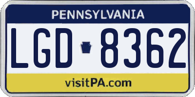 PA license plate LGD8362